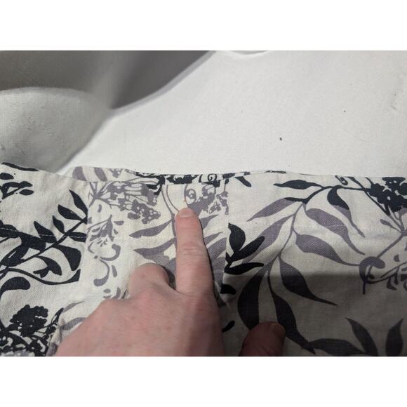 Notations Womens Linen Blend Knee Length Floral Skirt Sz L Scalloped Lace Trim - Picture 6 of 6